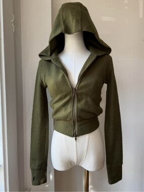 Sly juniors Olive Green Hooded Zip-Up Sweater- L